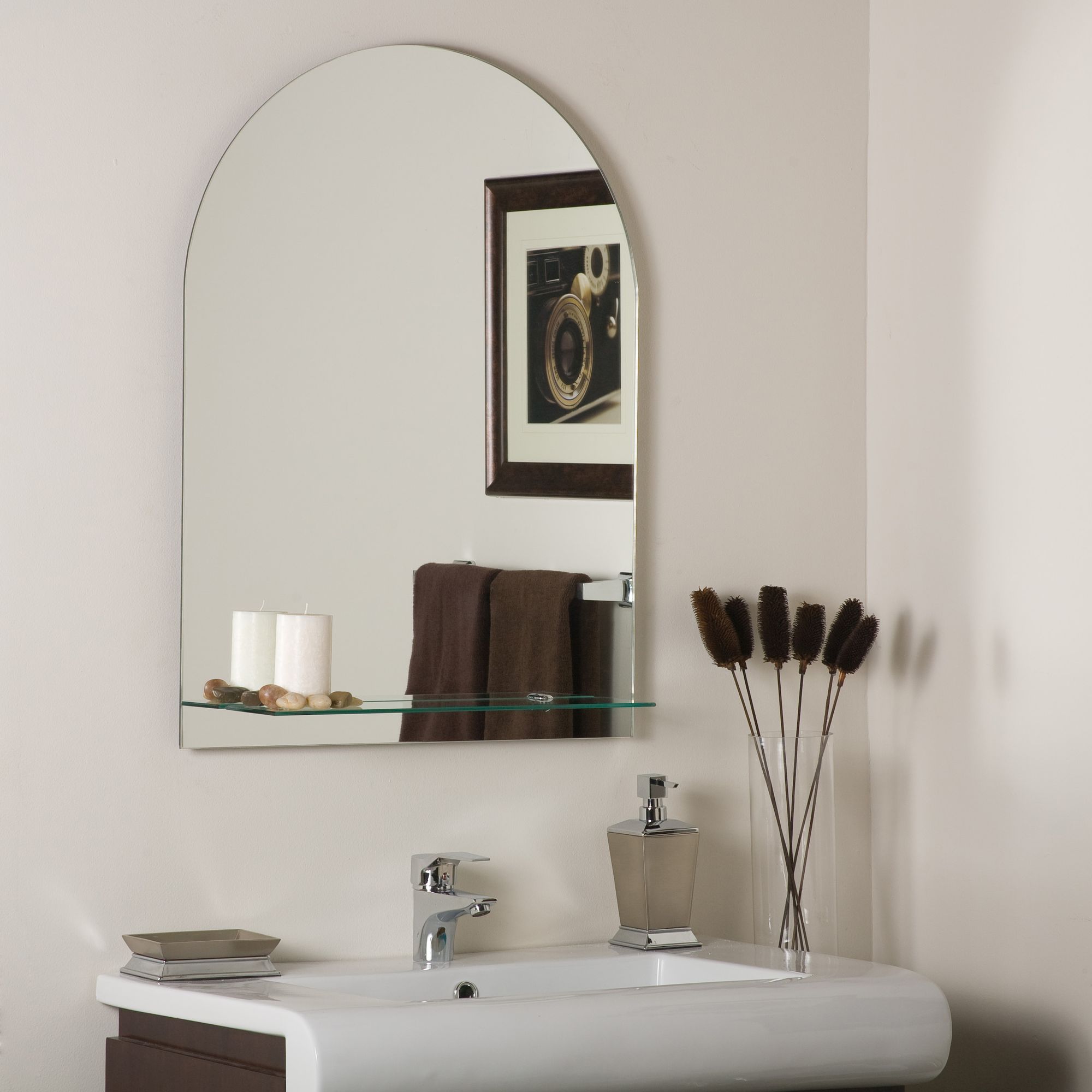 Roland 23 1/2" x 31 Arched Wall Mirror with Shelf