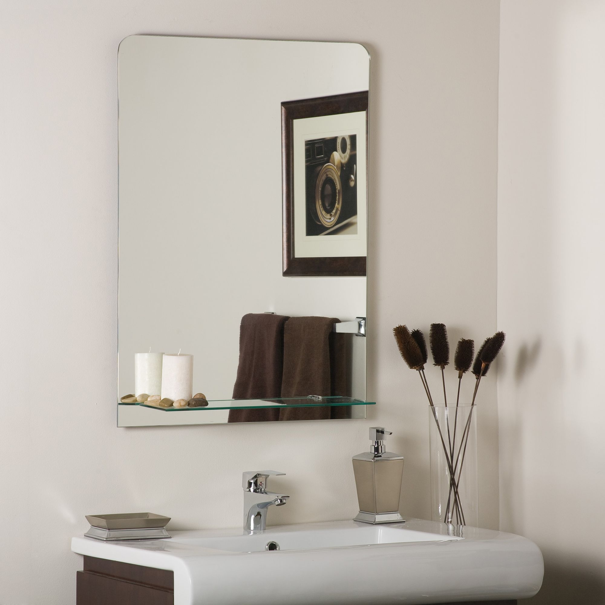 Columbus 23 1/2" x 31 Frameless Shelf Wall Mirror
