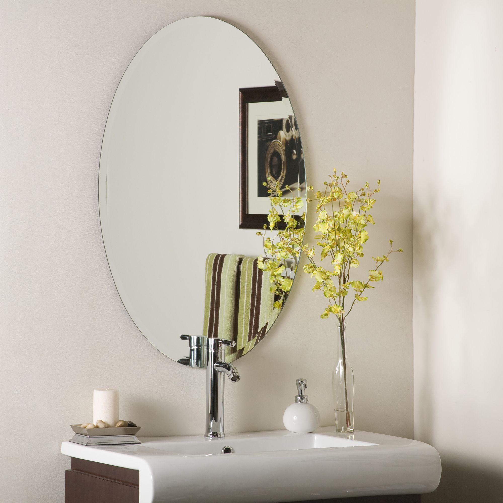 Frameless Oval 23 1/2" x 31 Beveled Wall Mirror