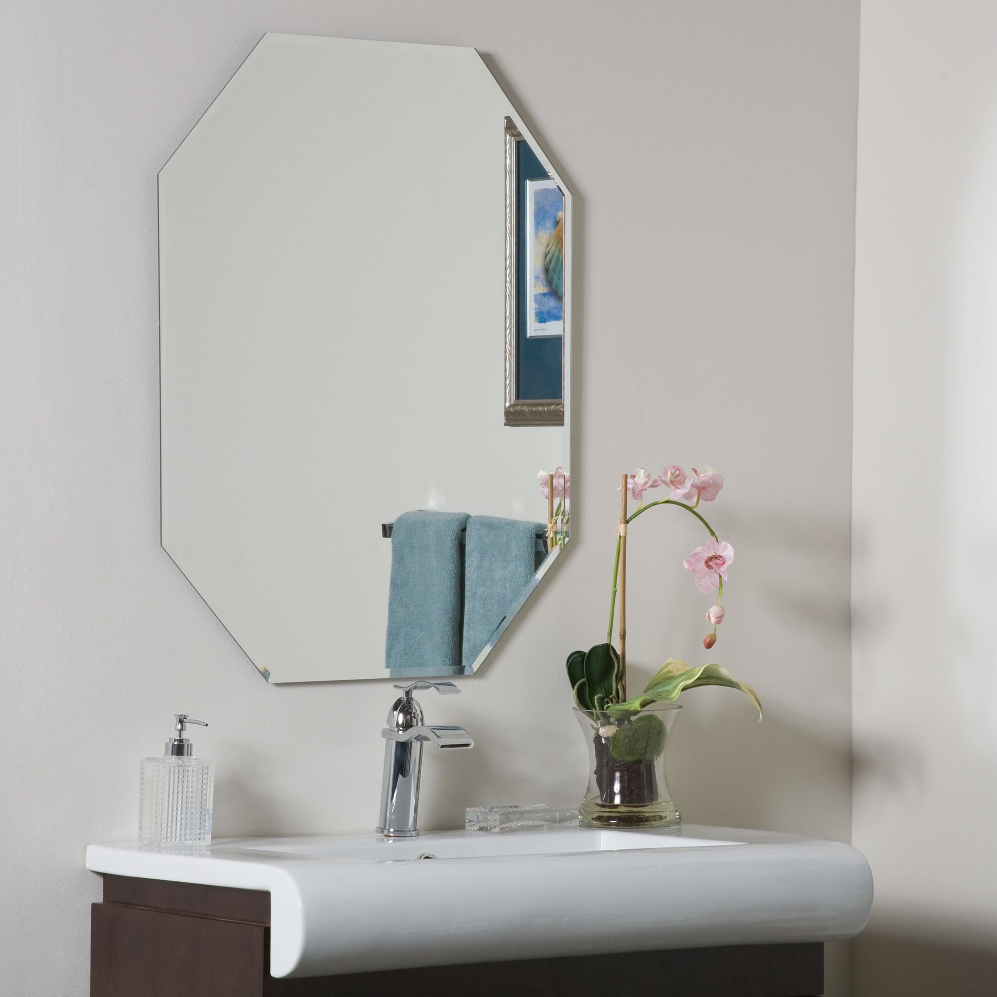 Frameless Octagon 23 1/2" x 31 Beveled Wall Mirror