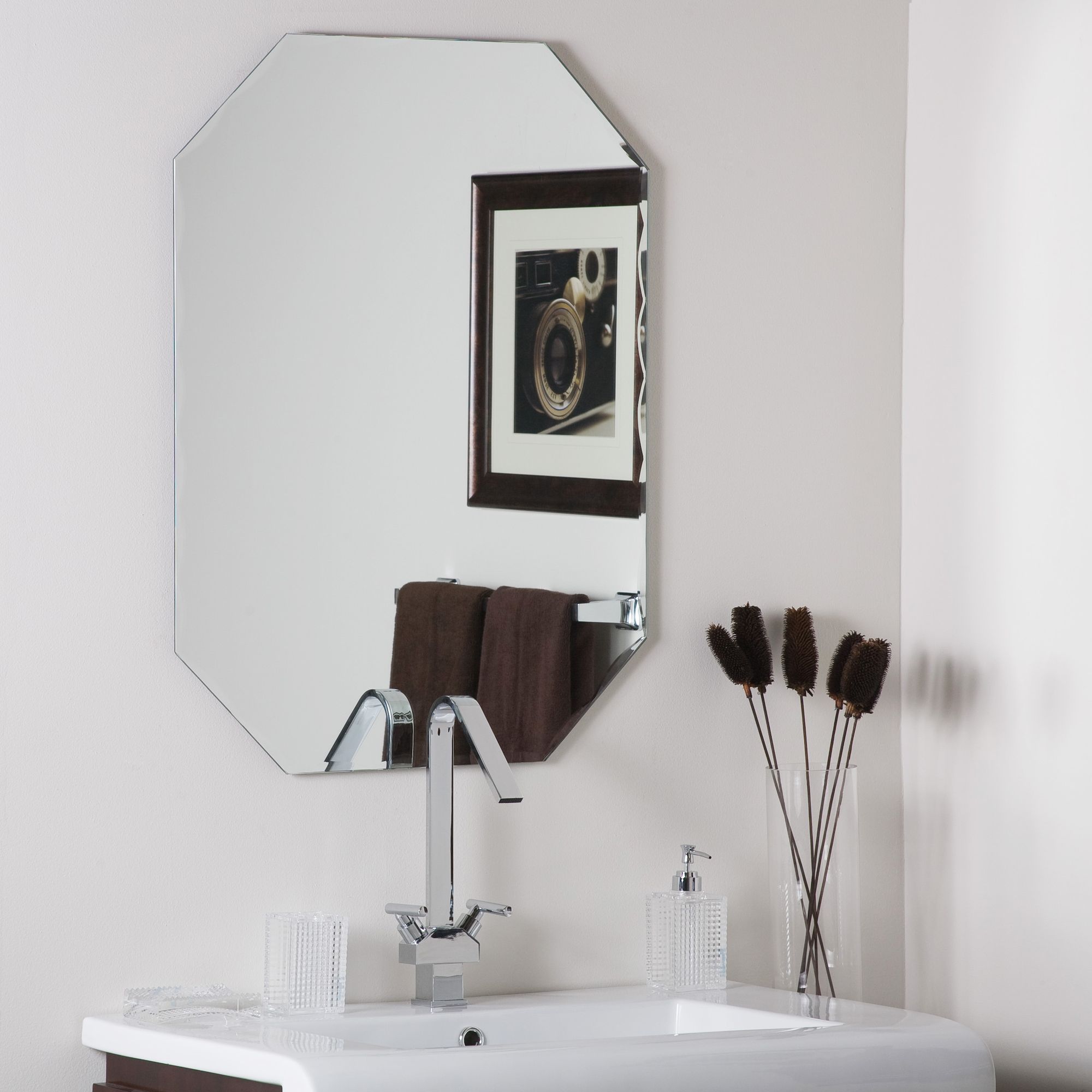 Frameless Octagon 23 1/2" x 31 Scallop Wall Mirror