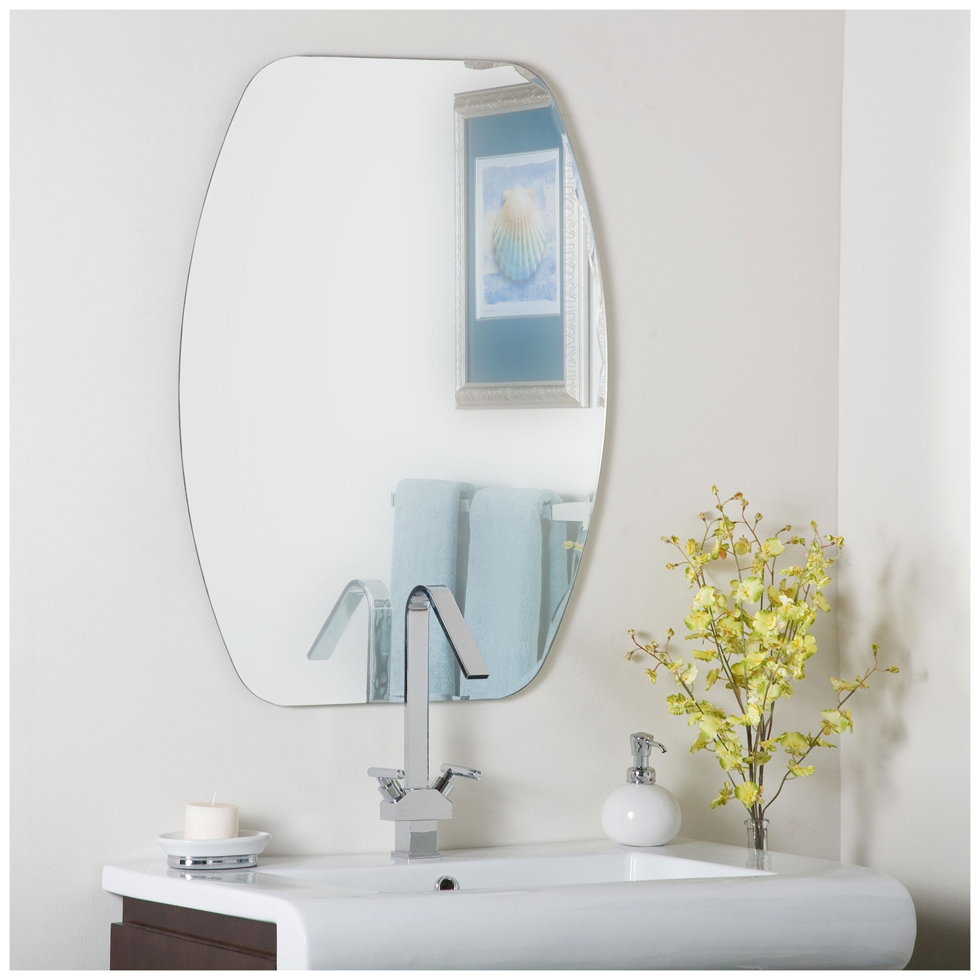 Frameless Oval 23 1/2" x 31 Beveled Wall Mirror