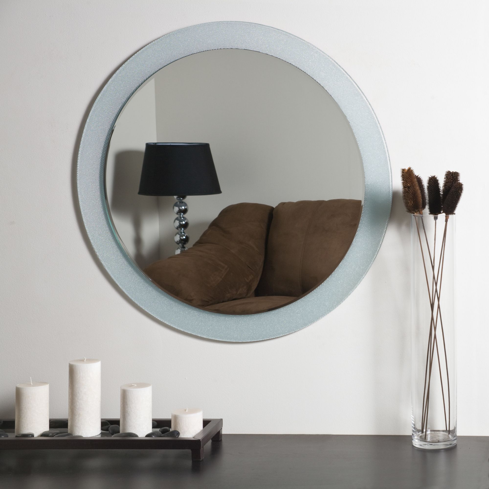 Zoe Glass 27 1/2" Round Frameless Bathroom Wall Mirror