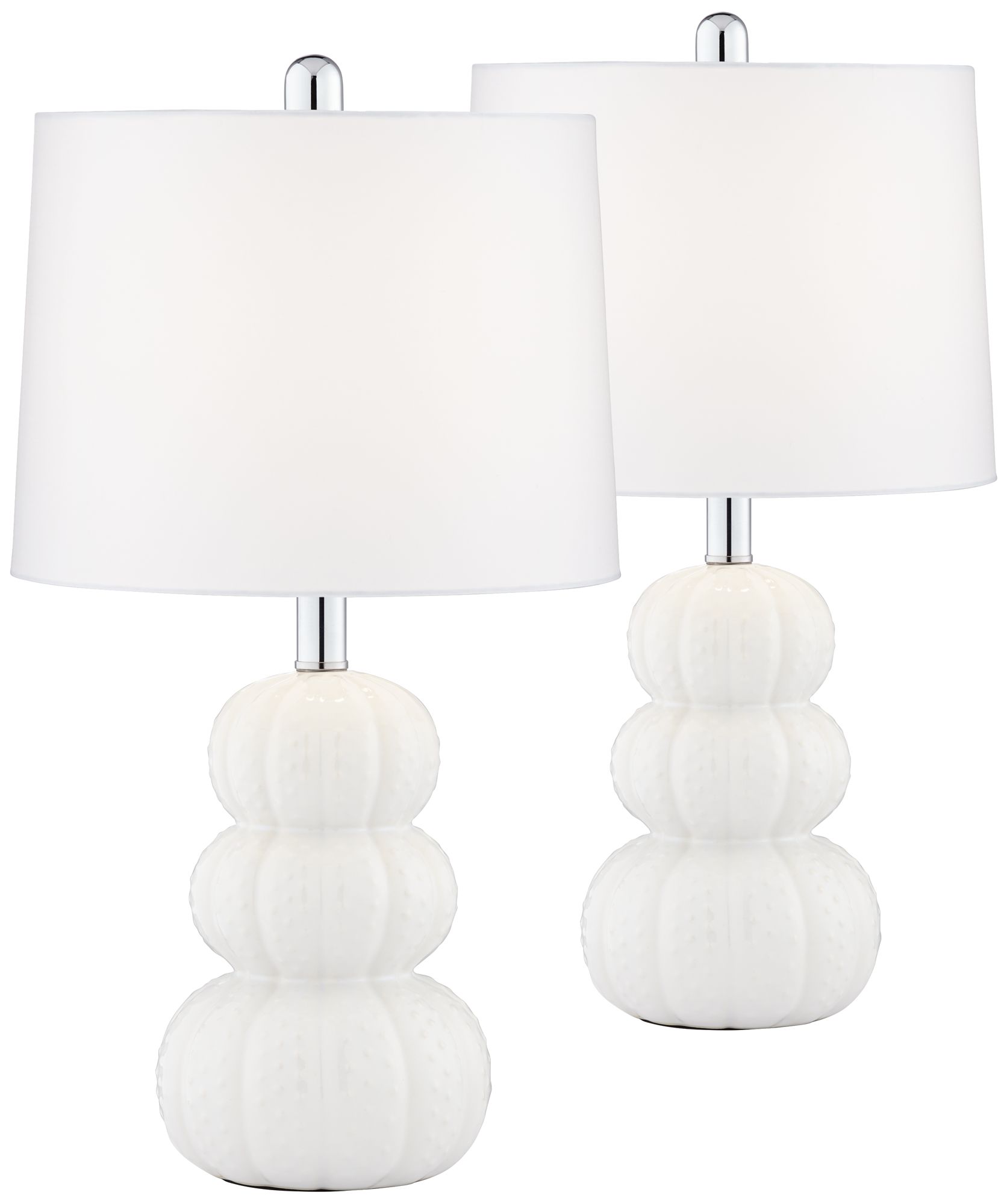 Lacey White Triple Gourd Table Lamp Set of 2