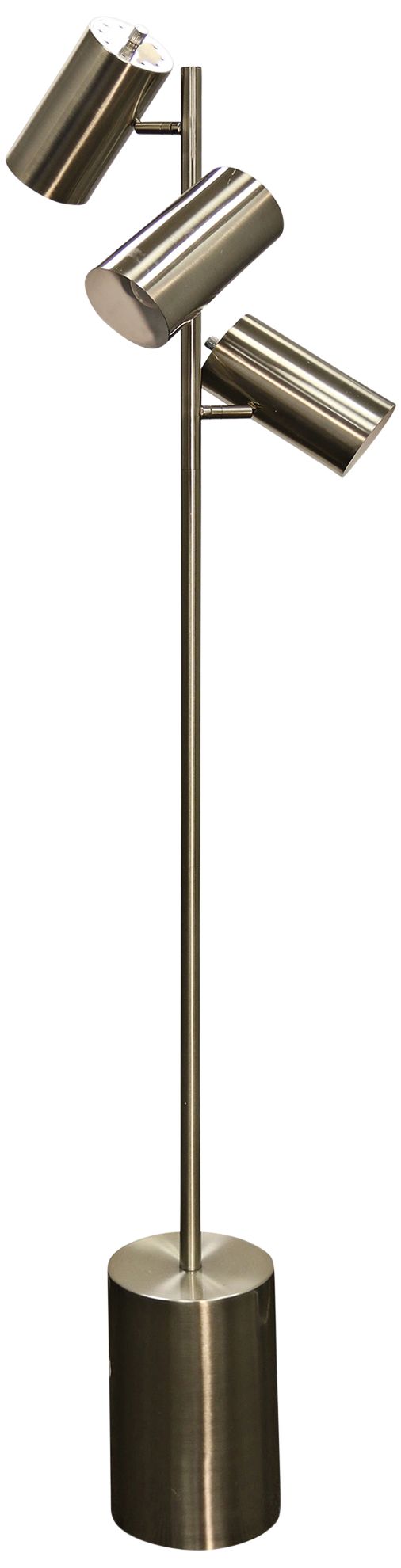Brass Steel 3-Light LED Floor Lamp with Brushed Shade