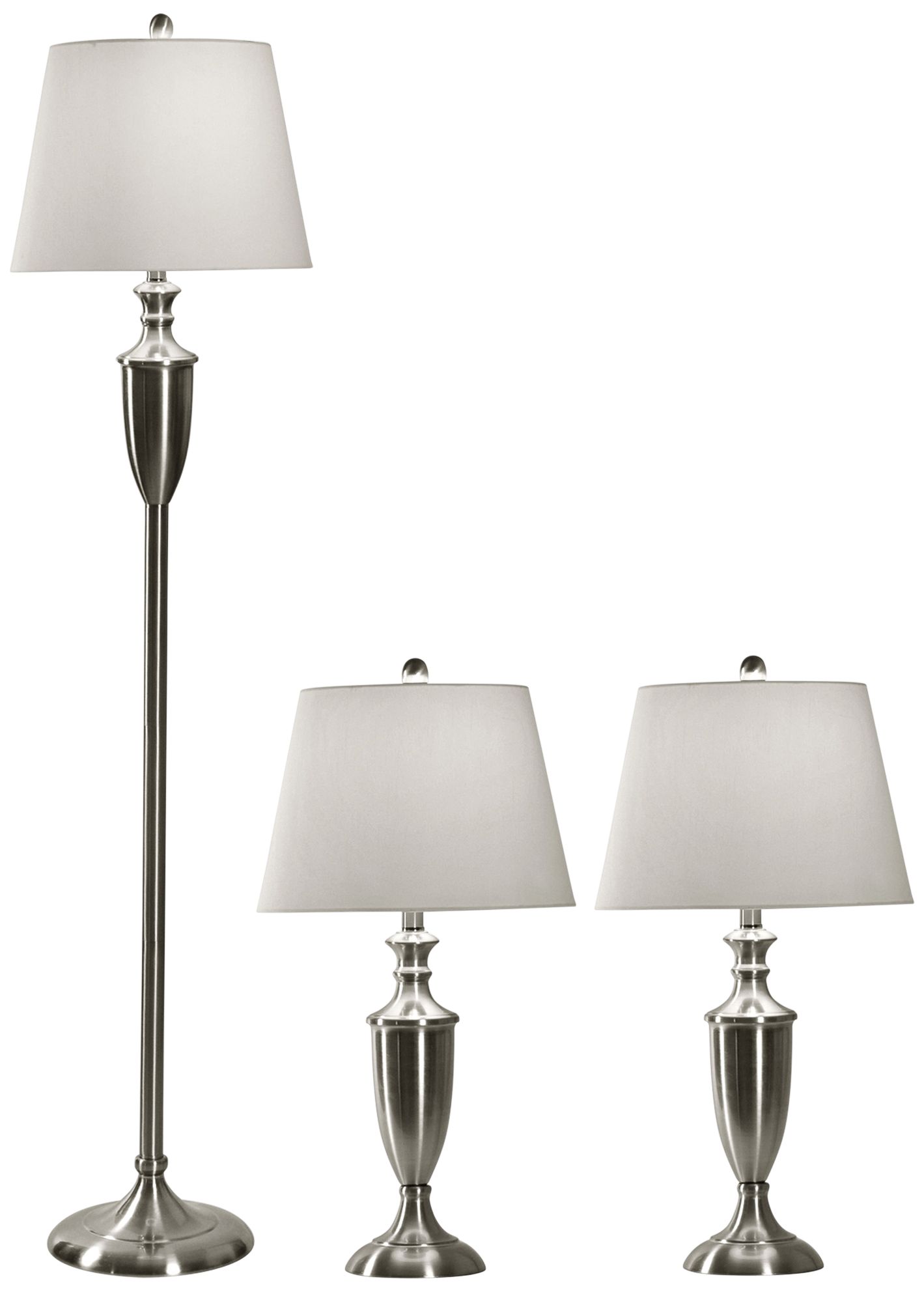 Geneva Off-White Steel 3-Piece Floor and Table Lamp Set