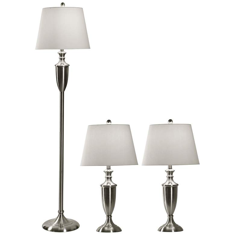 Image 1 Geneva Off-White Steel 3-Piece Floor and Table Lamp Set