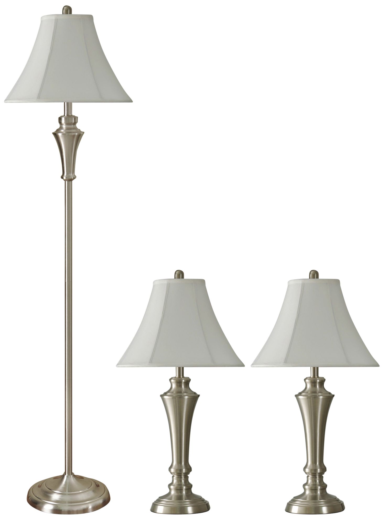 Geneva White Brushed Steel 3Piece Floor and Table Lamp Set 58T04 Lamps Plus