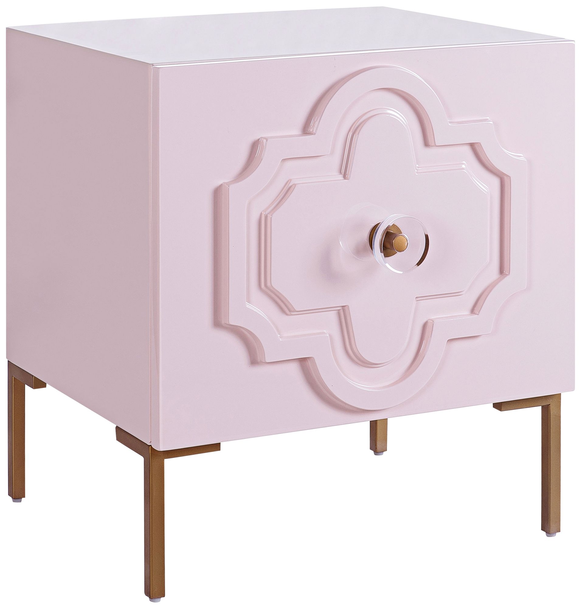 Anna Pink Lacquer 1-Door Side Table