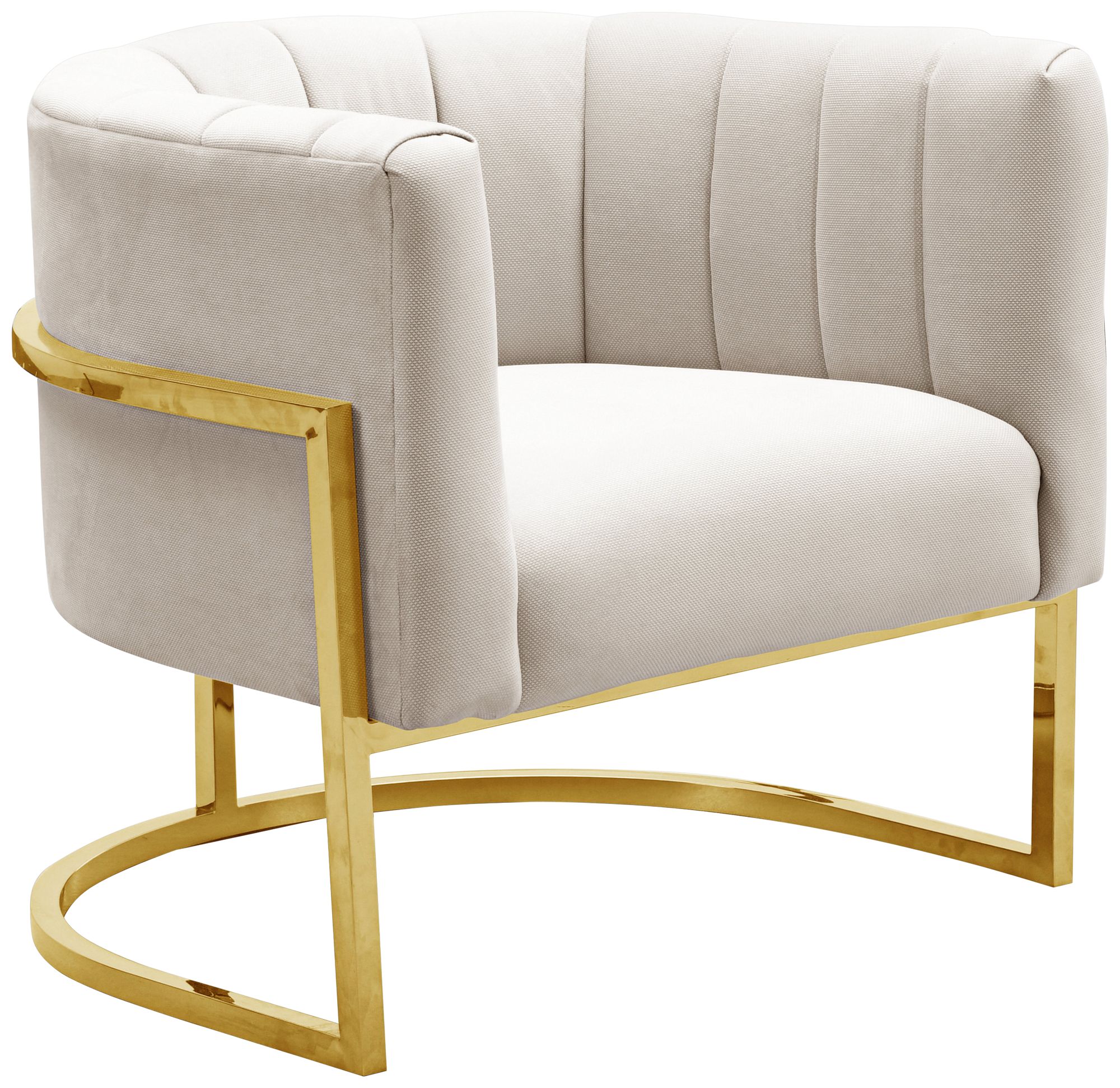 Magnolia Spotted Cream Velvet and Gold Armchair