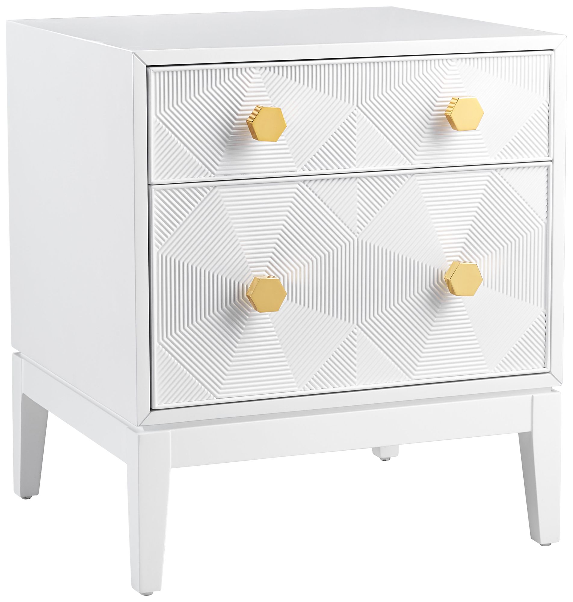 Mila White Lacquer 2-Drawer Side Table