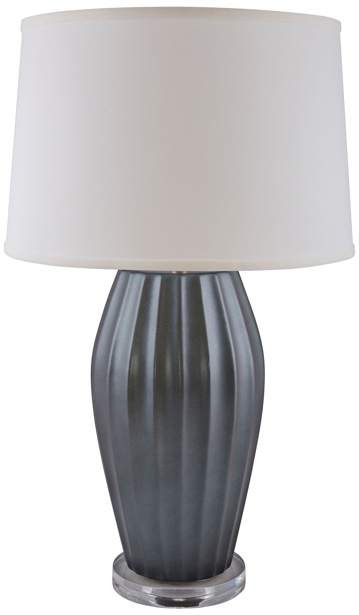 RiverCeramic Ribbed Gloss Charcoal Table Lamp