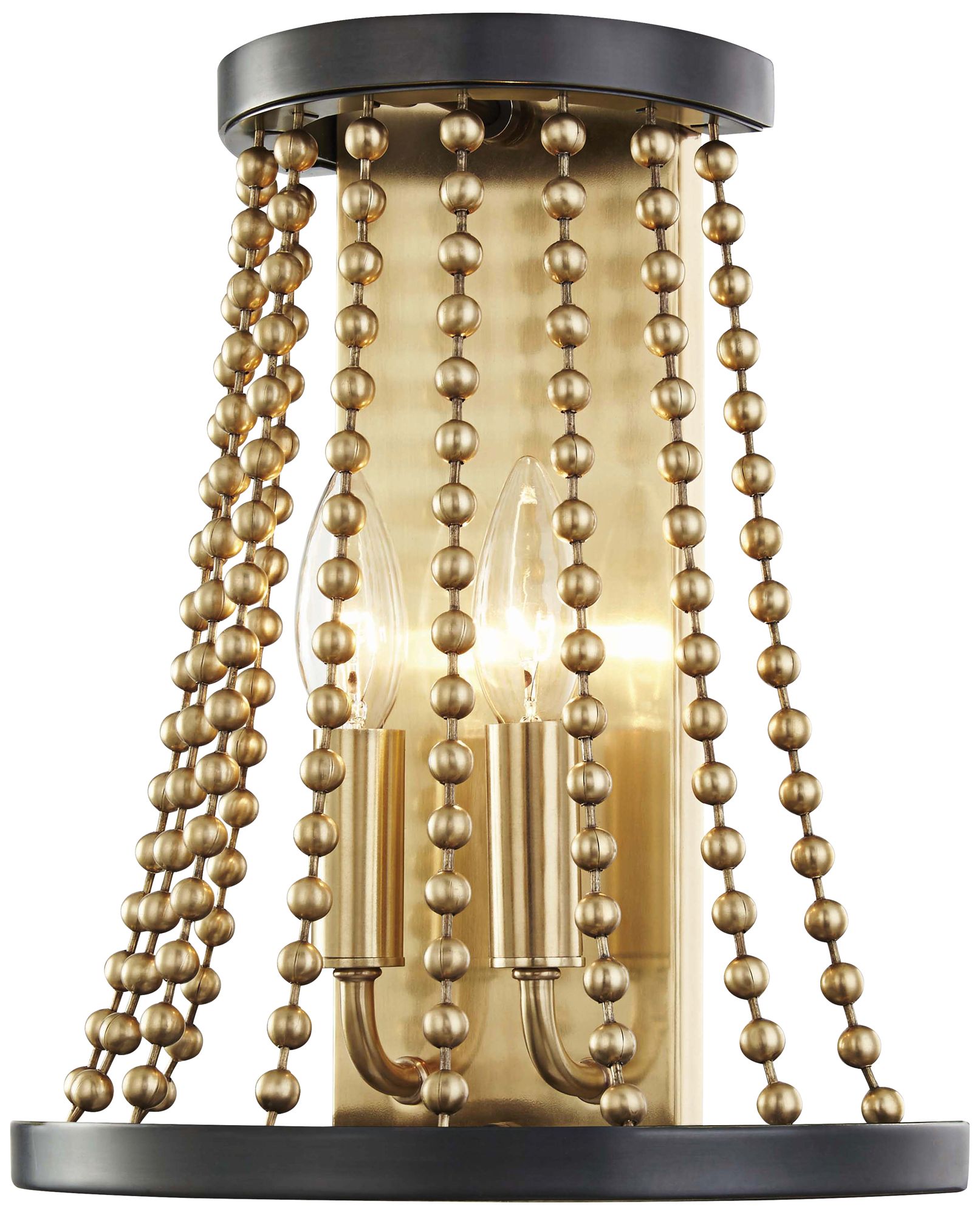 Hudson Valley Spool 12 1/2"H Aged Brass 2-Light Wall Sconce