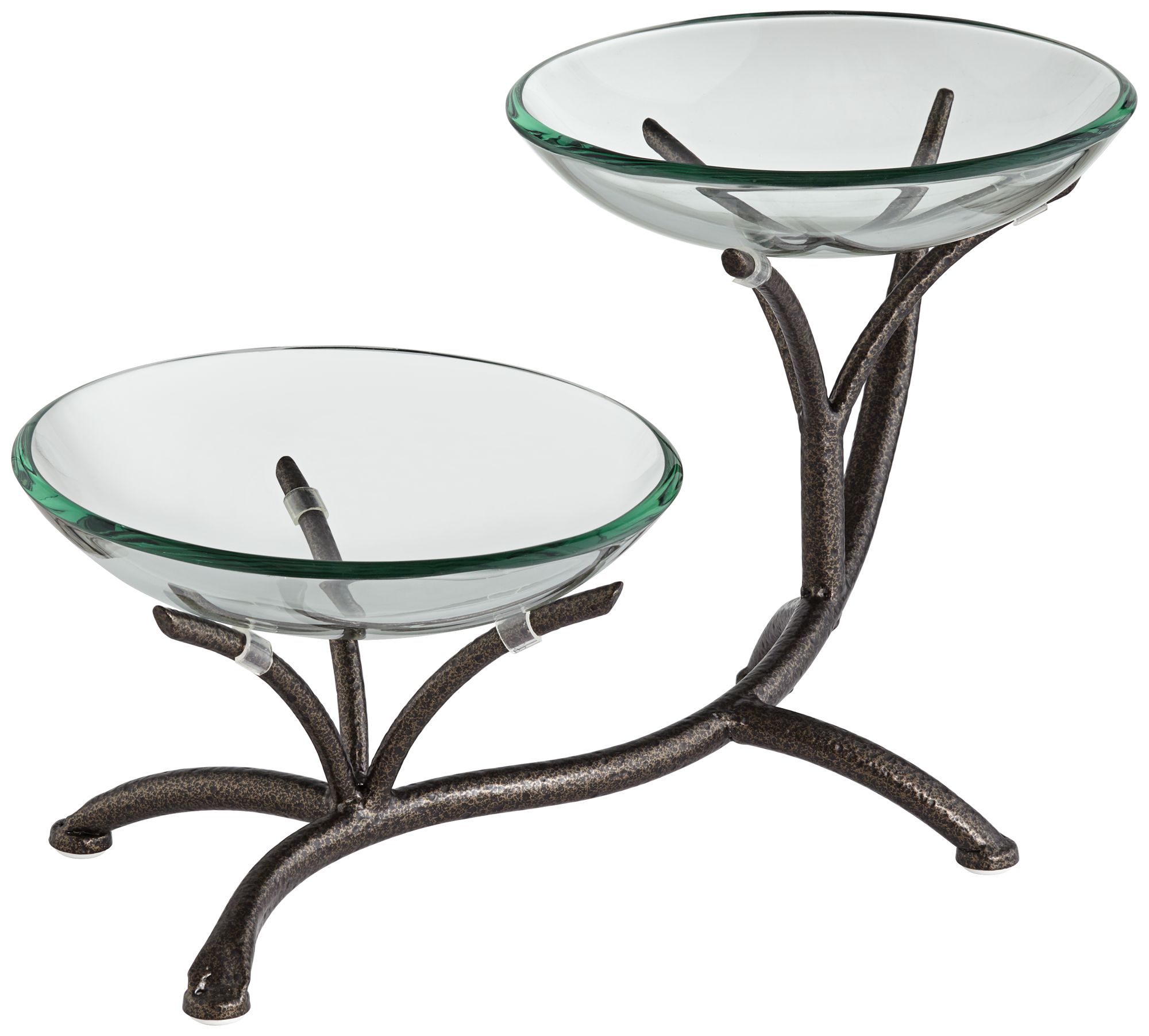 Metal Branching 20 1/2" High 2-Tier Stand with Glass Bowls