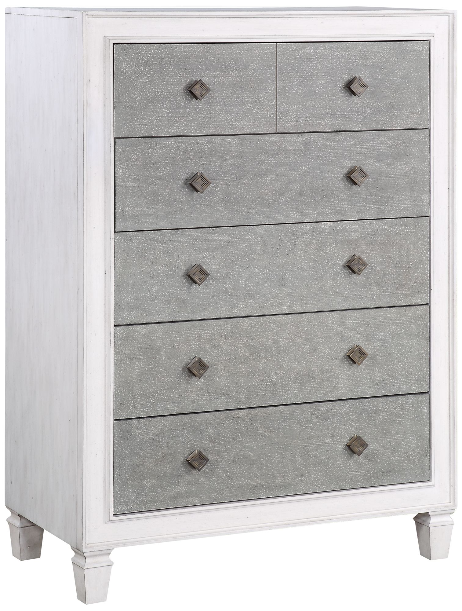 Katia 40" Wide Rustic Gray and White 5-Drawer Accent Chest