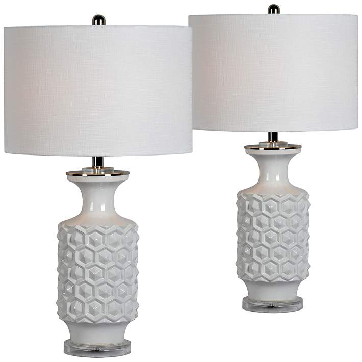 Forty West Lainey White Urn Table Lamps, White Urn Table Lamp
