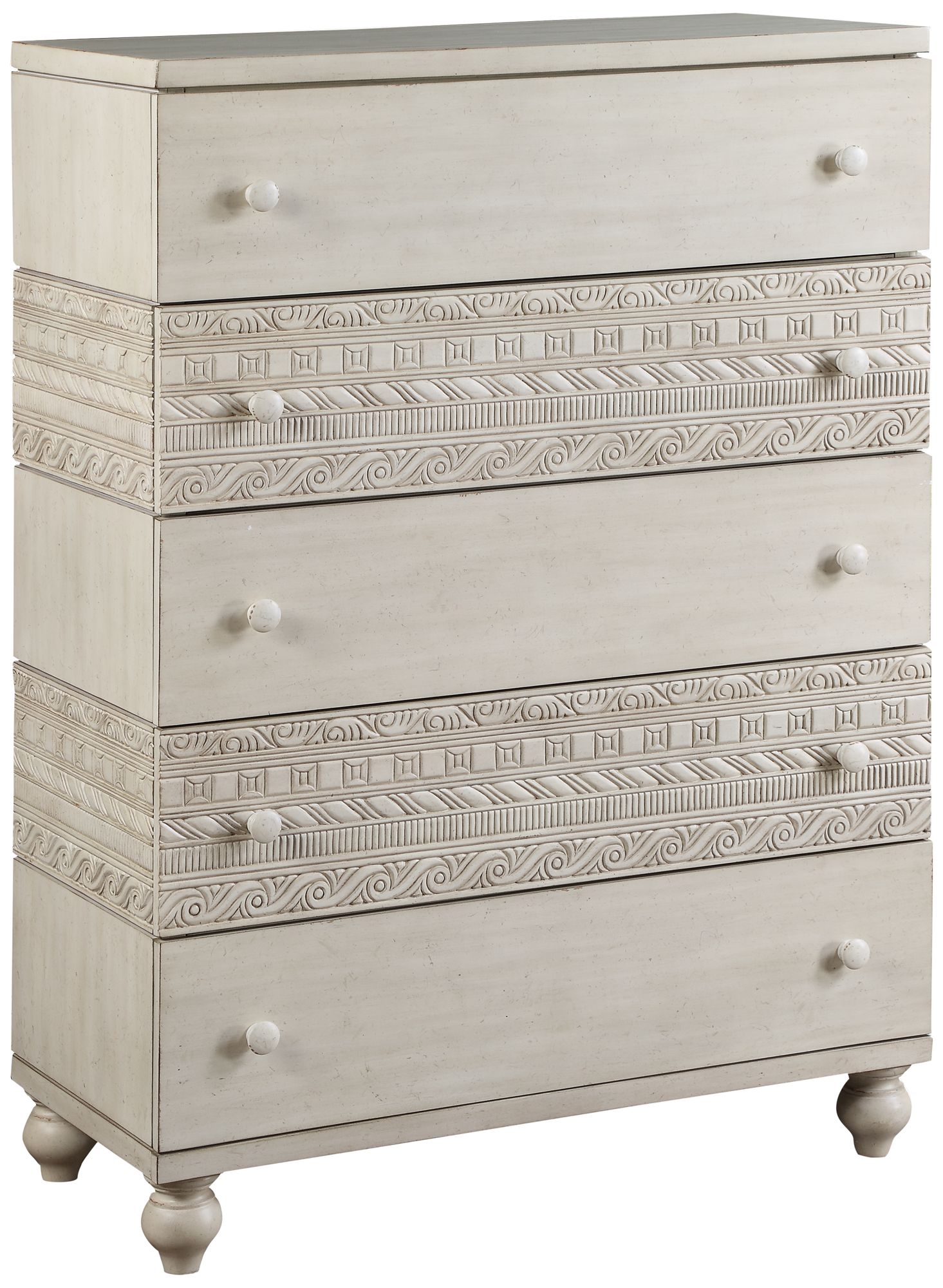 Roselyne 38" Wide Antique White Wood 5-Drawer Accent Chest