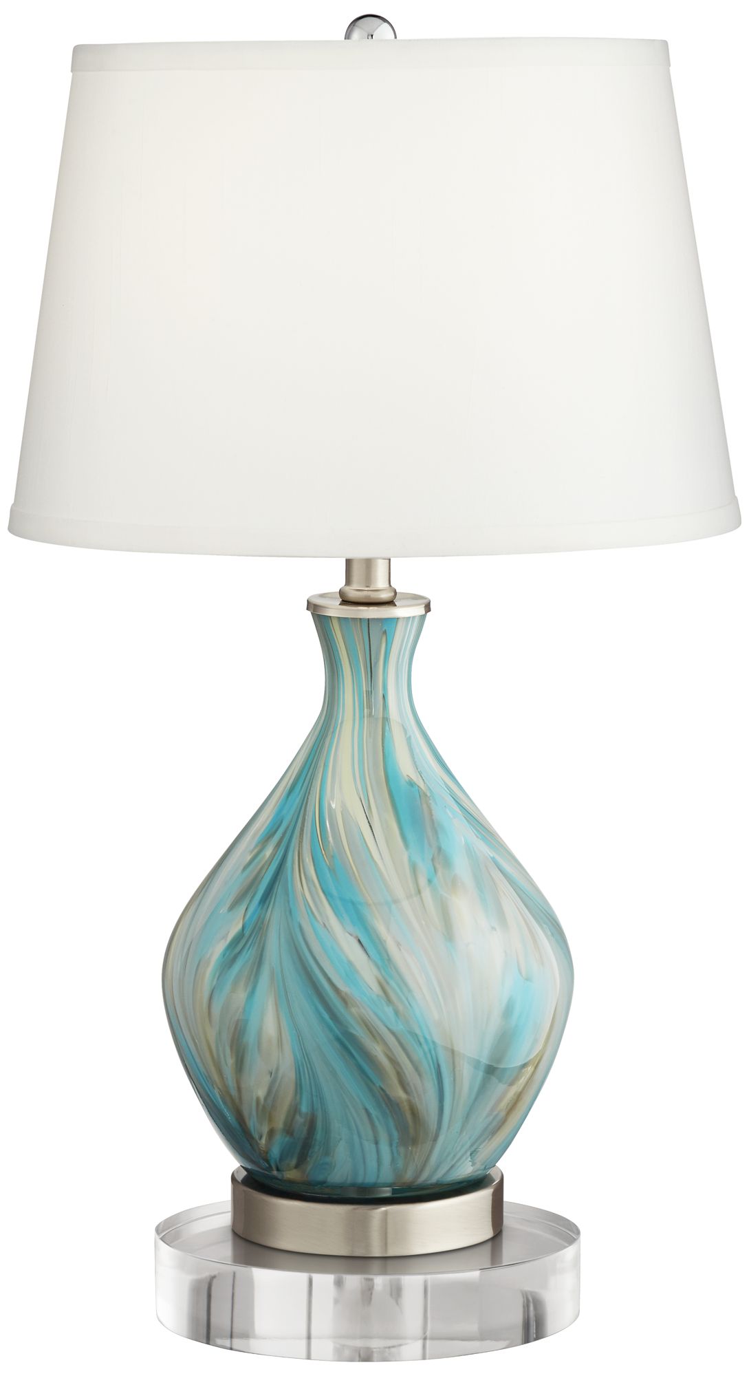Cirrus Art Glass Vase Table Lamp With 8" Wide Round Riser 599M0