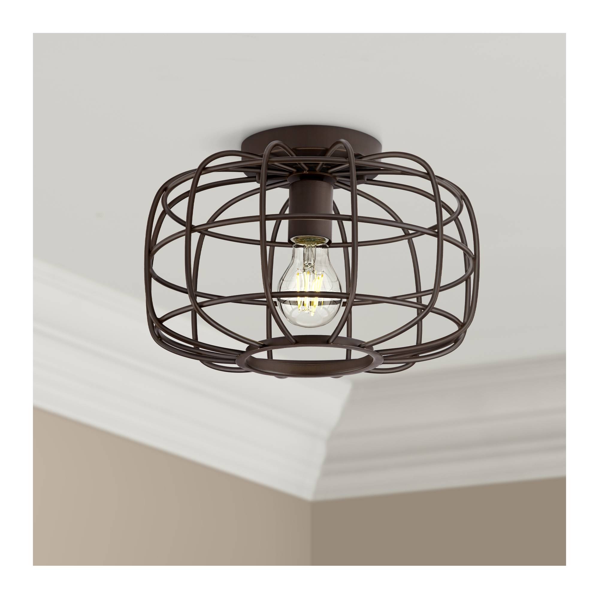 Details About Rustic Farmhouse Ceiling Light Flush Mount Fixture Oiled Bronze 12 For Bedroom