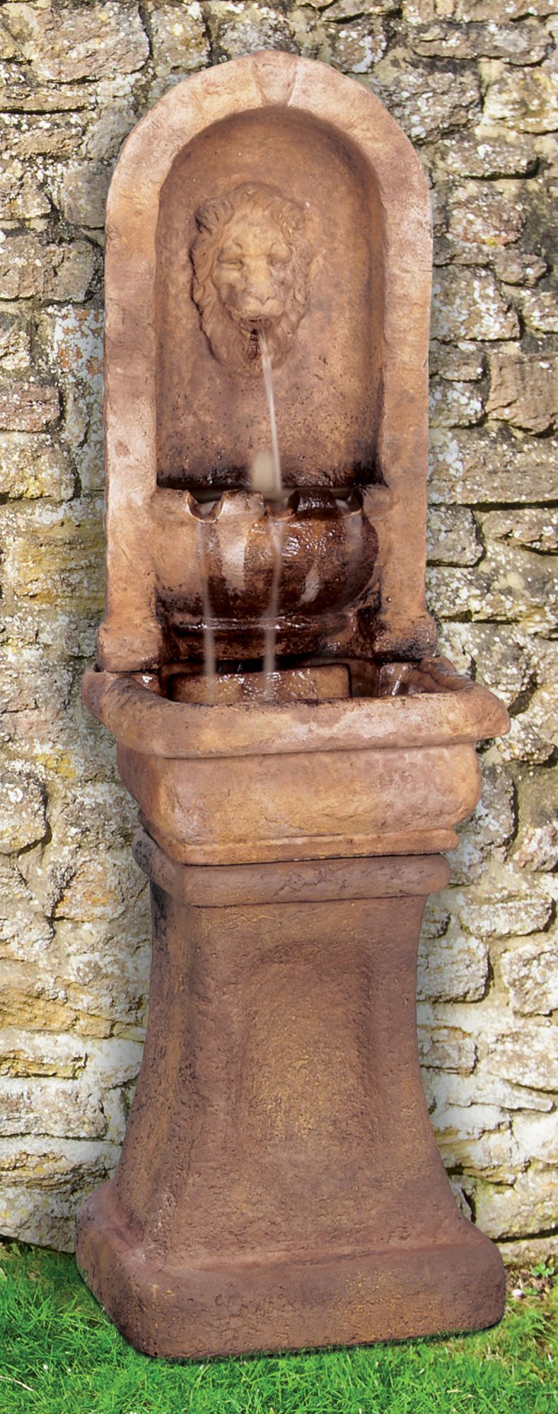 Henri Studio Lion Alcove 65"H Gardenstone Outdoor Fountain