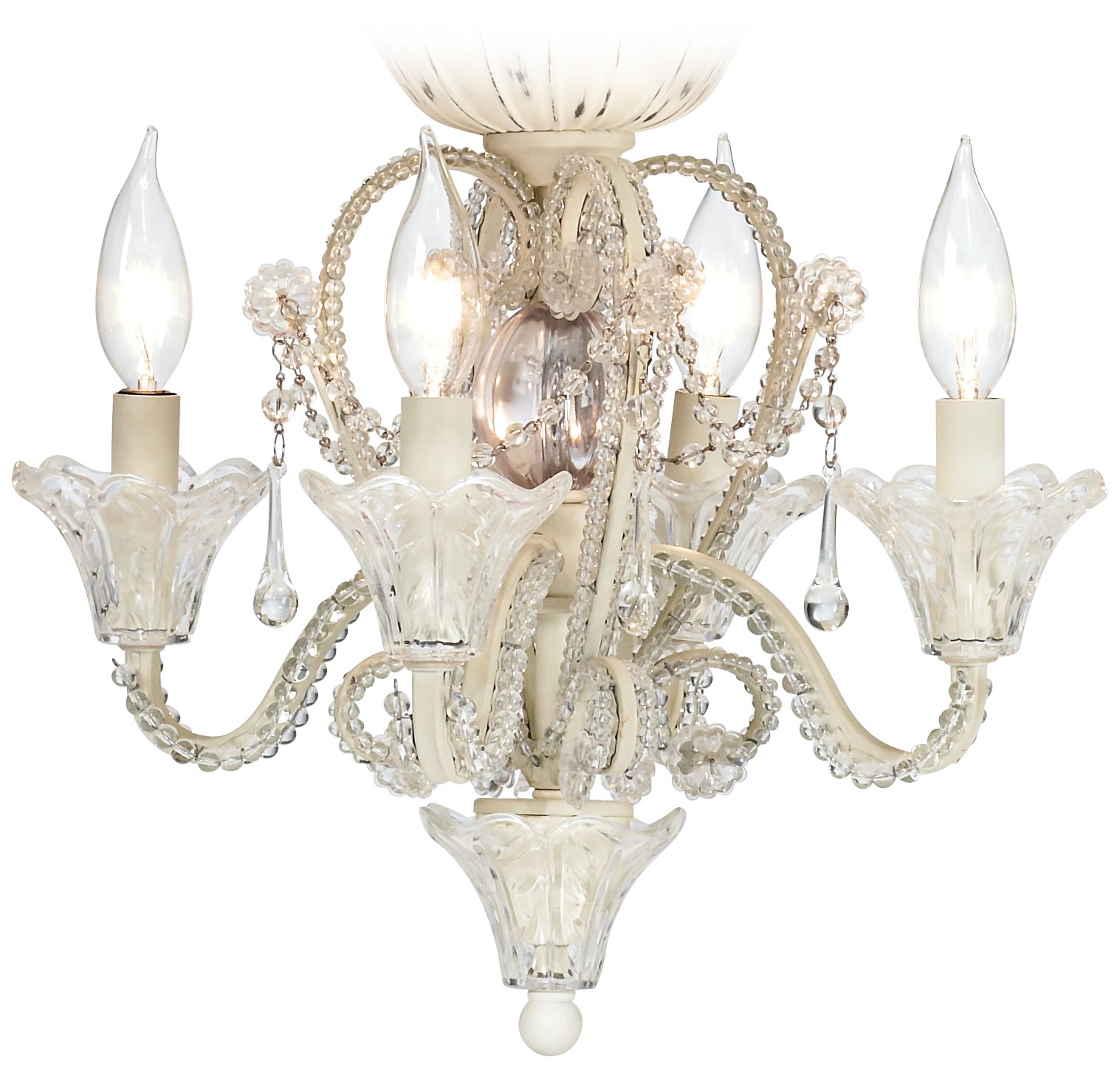 Crystal Beaded Off-White 4-Light LED Light Kit