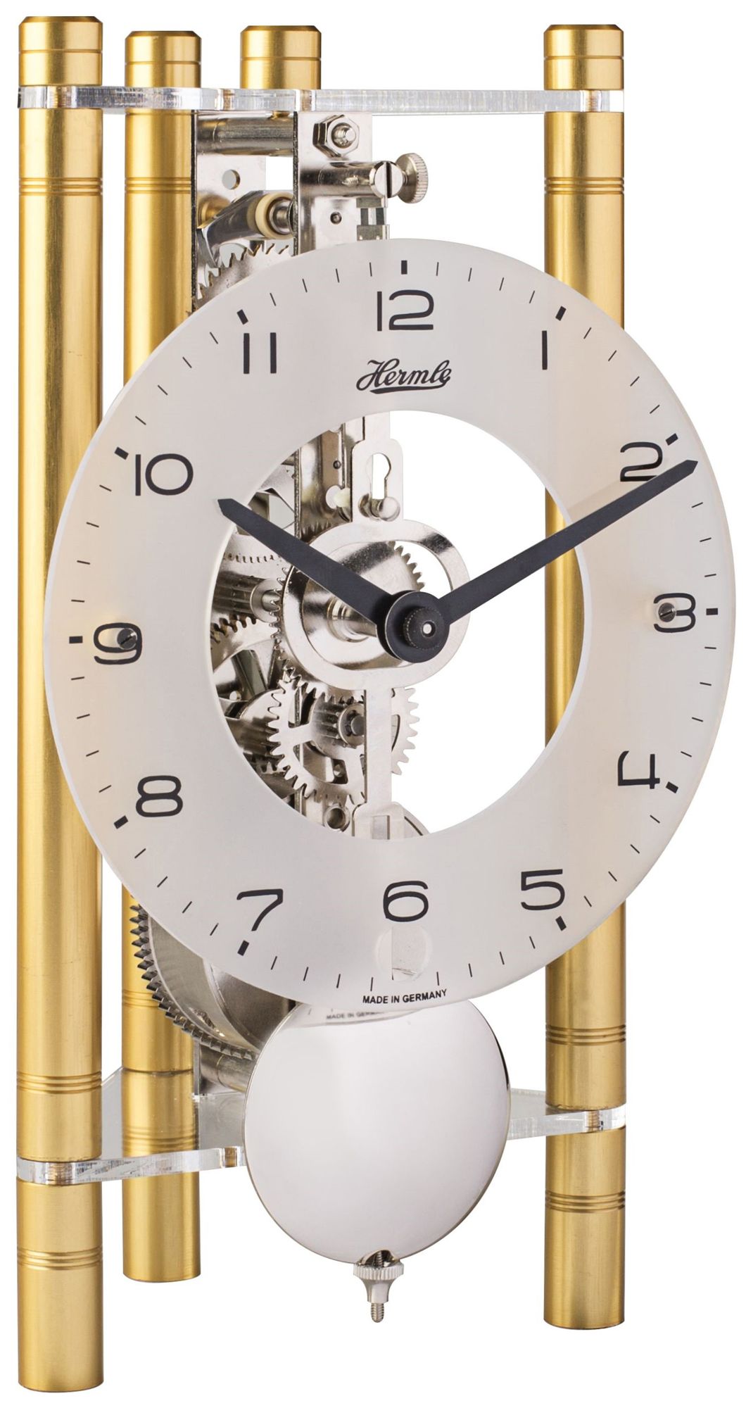 Hermle Lakin Gold 7 1/2" High Triangular Table Clock