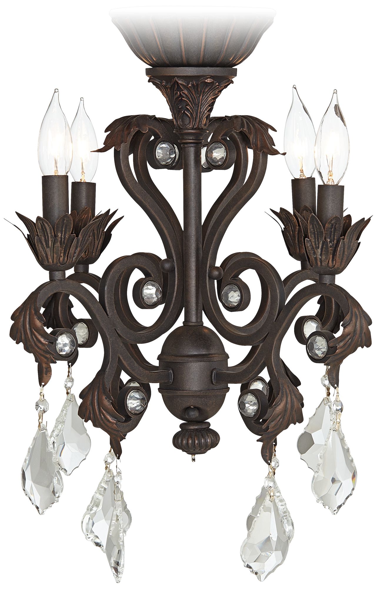 Crystal Beaded Oil-Rubbed Bronze 4-Light LED Light Kit