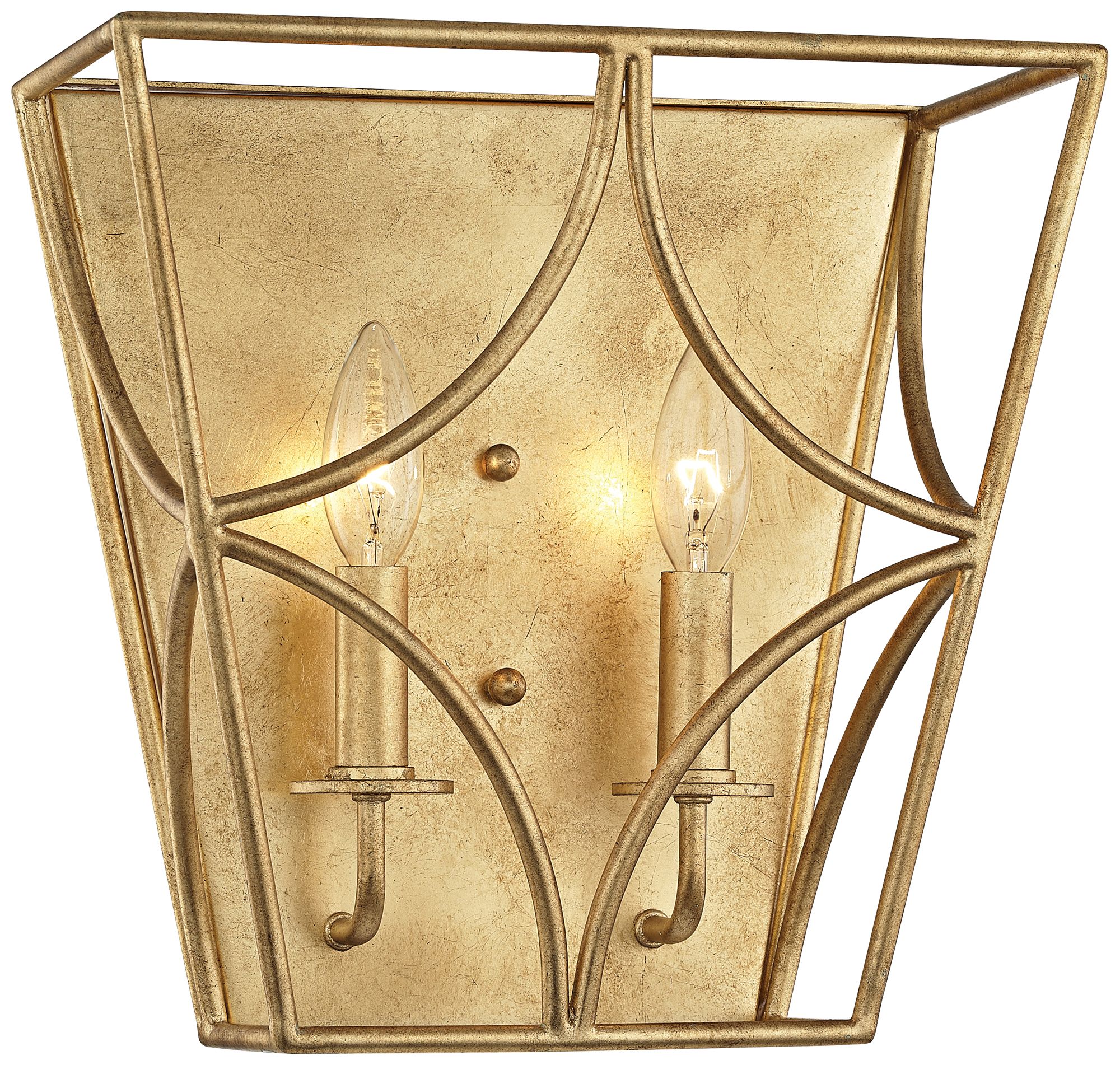 Hudson Valley Green Point 12"H Gold Leaf 2-Light Wall Sconce