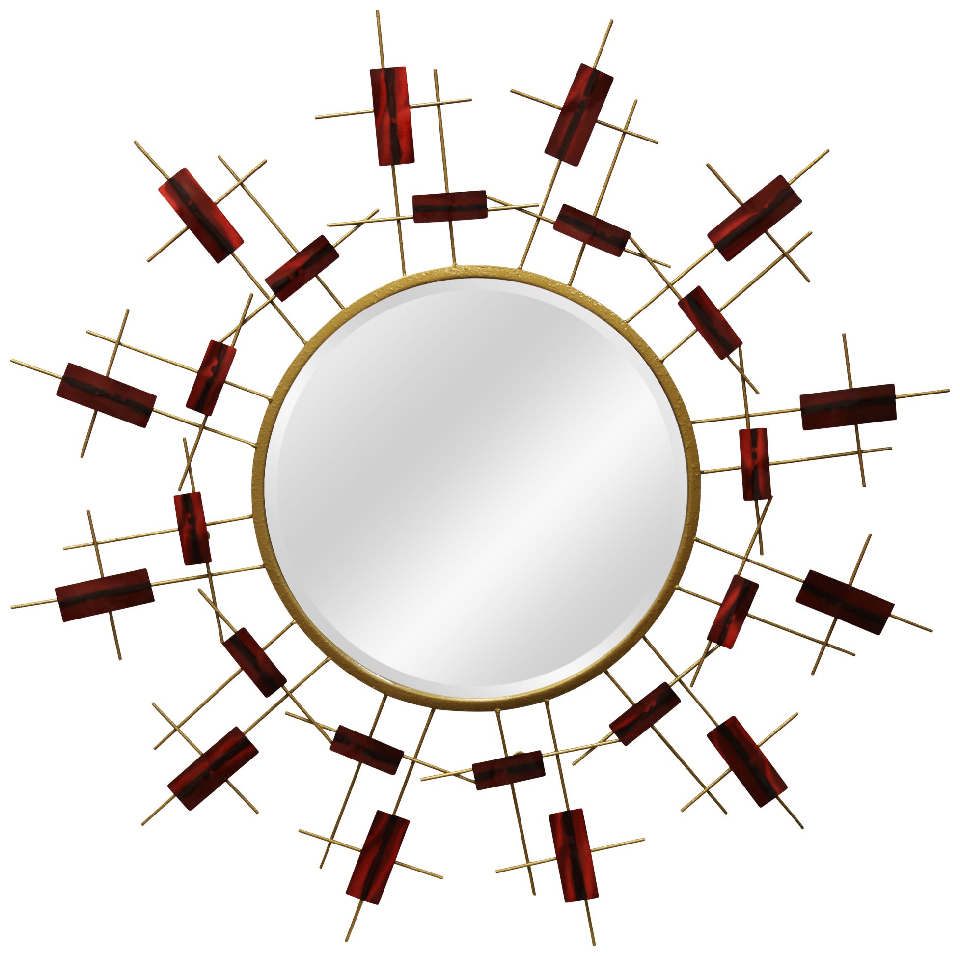 Red Star and Gold 41 1/4" Round Oversized Wall Mirror