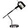 Wrapped Black Leather and Brushed Steel Metal Desk Lamp
