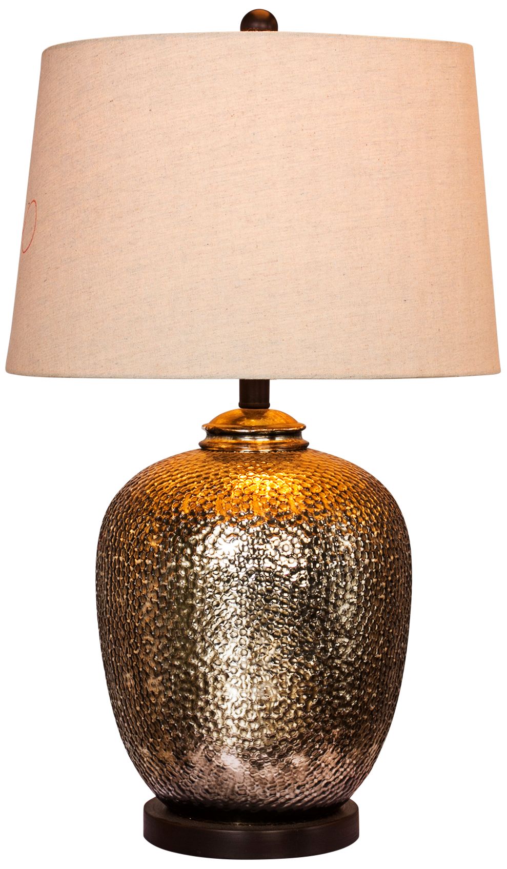 Hammertone Brown Mercury Glass and Bronze Pot Table Lamp