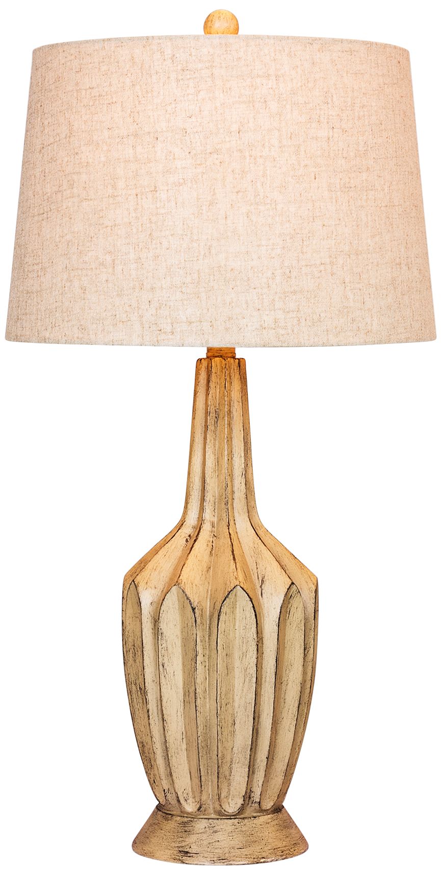 Fluted Genie Bottle Beige Table Lamp