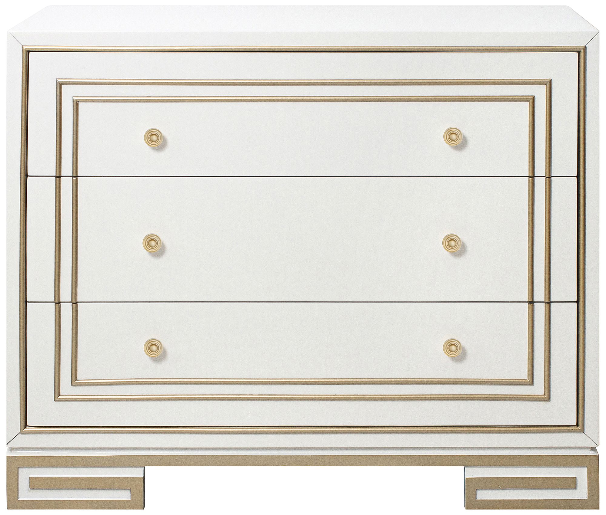 Luxe 38" Wide Champagne Gold and White 3-Drawer Accent Chest