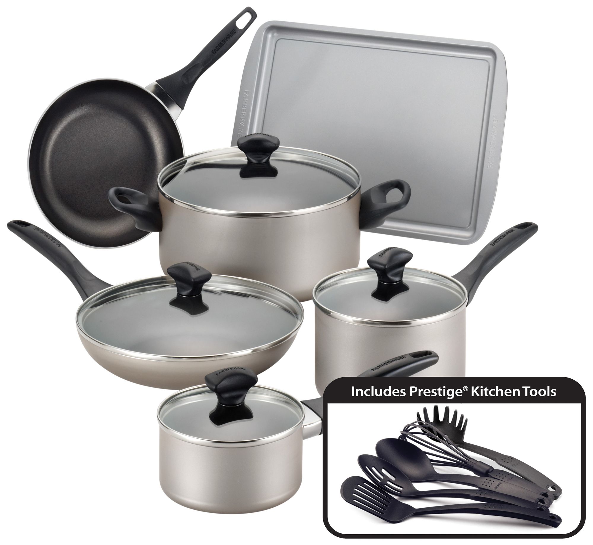 Farberware Nonstick 15-Piece Champagne Cookware Set