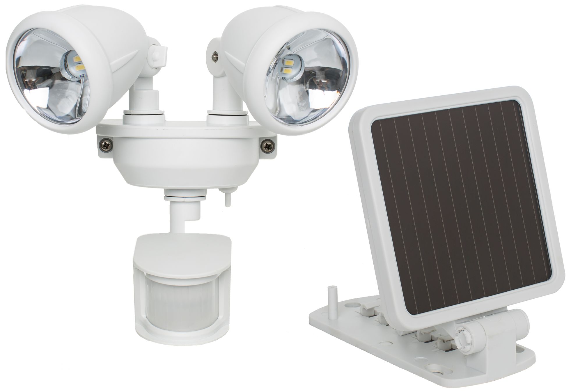 White Dual Head Solar Powered LED Security Spotlight