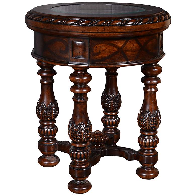 Image 1 Valencia Dark Oak Round Chairside Table