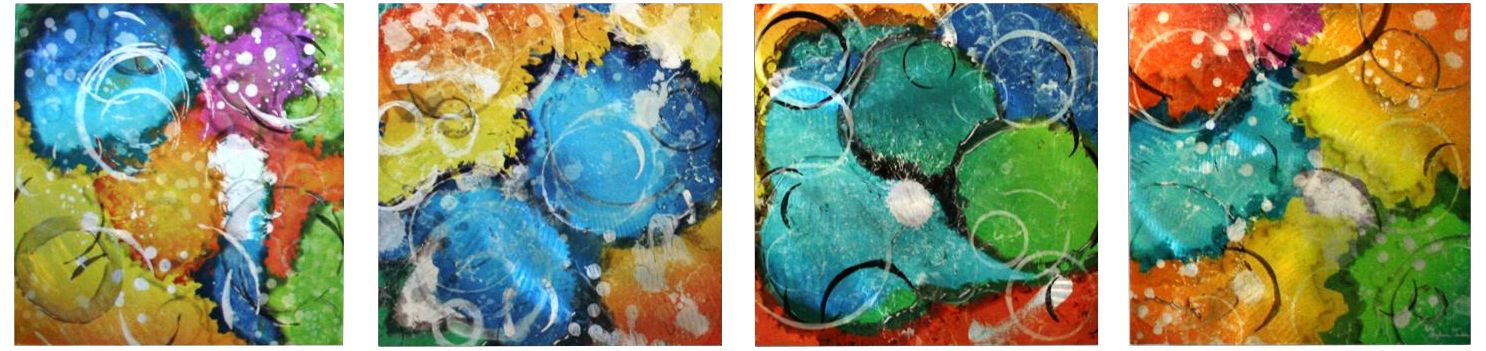 Set of 4 Sunny Days 50" Wide Contemporary Metal Wall Art