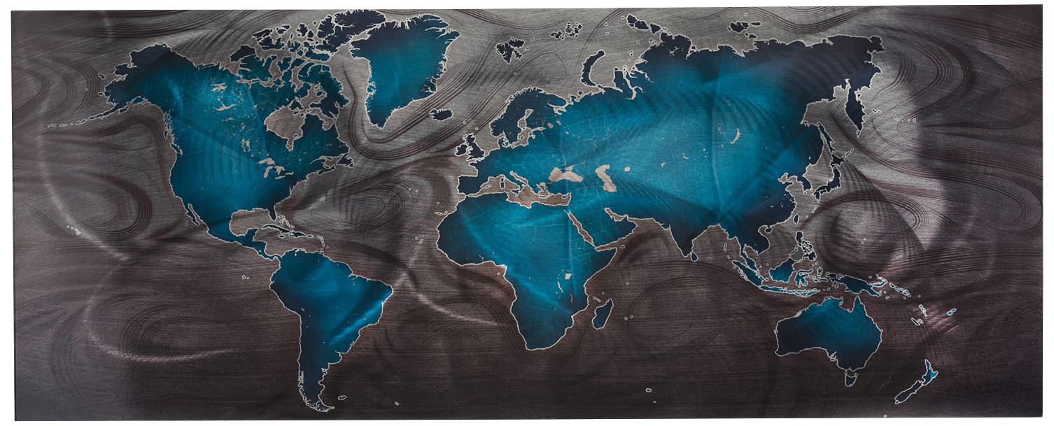 Land and Sea Blue Pewter 48" Wide Abstract Metal Wall Art