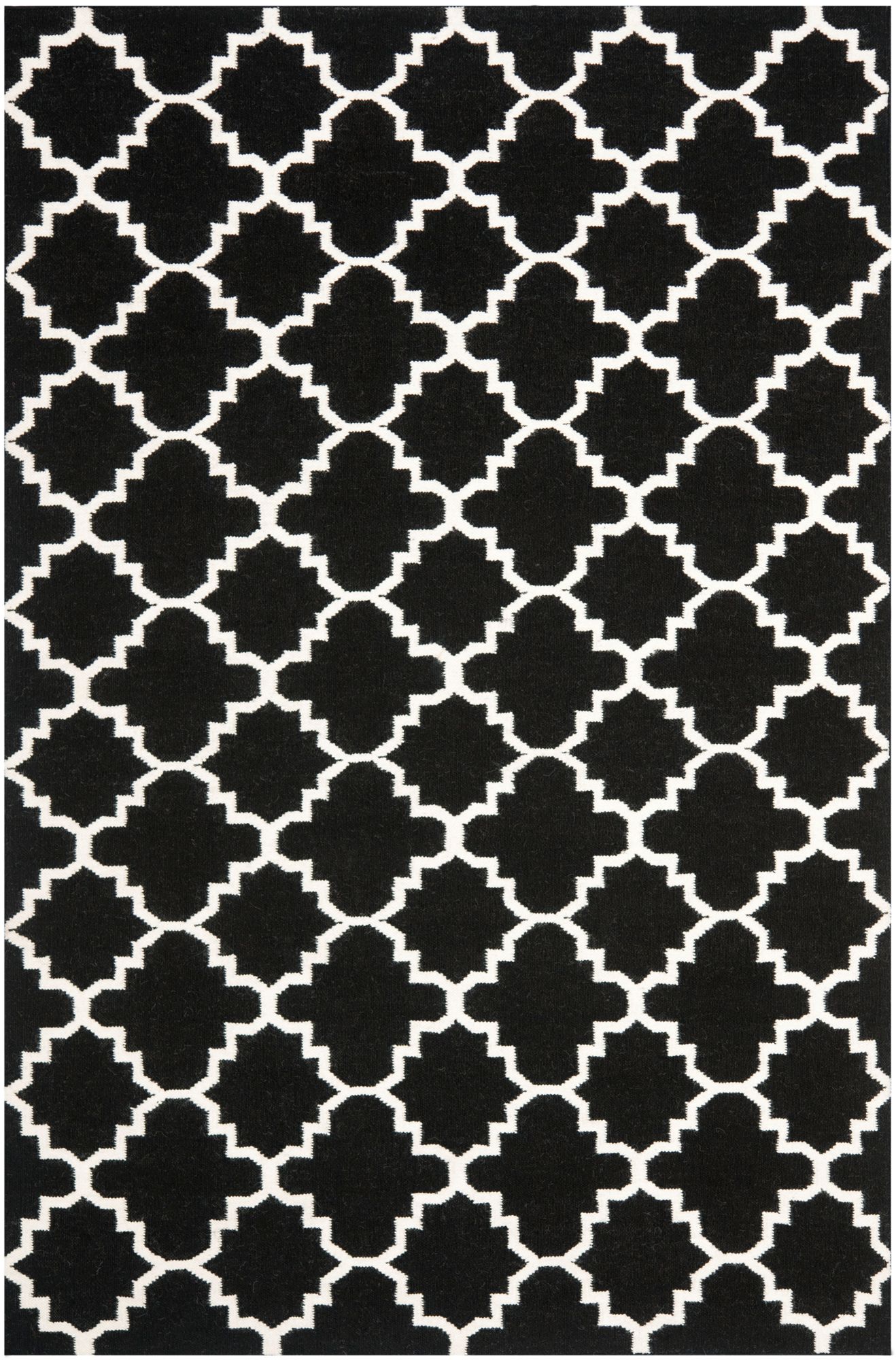Safavieh Dhurrie DHU554L Black/Ivory Wool Rug 