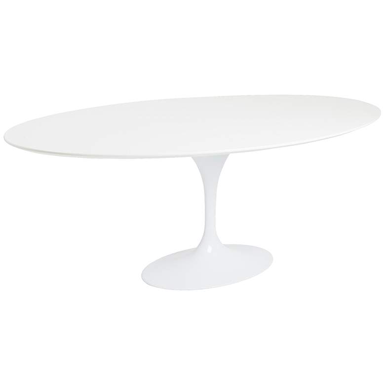 Image 1 Astrid 78 3/4" Wide Satin White Modern Oval Dining Table