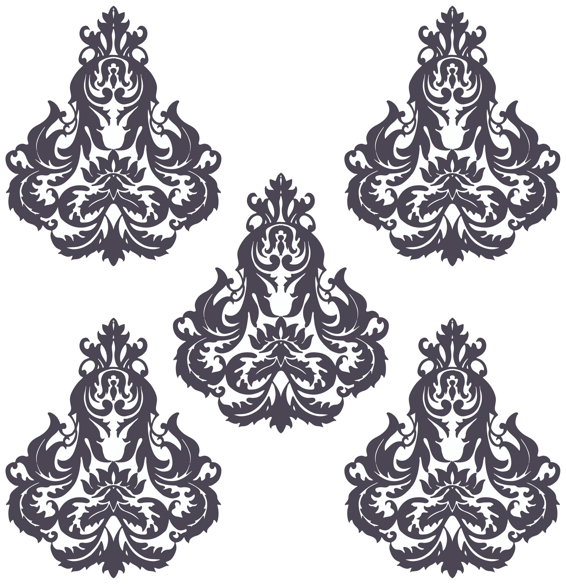 Brocade Deep Plum and White Wall Decal