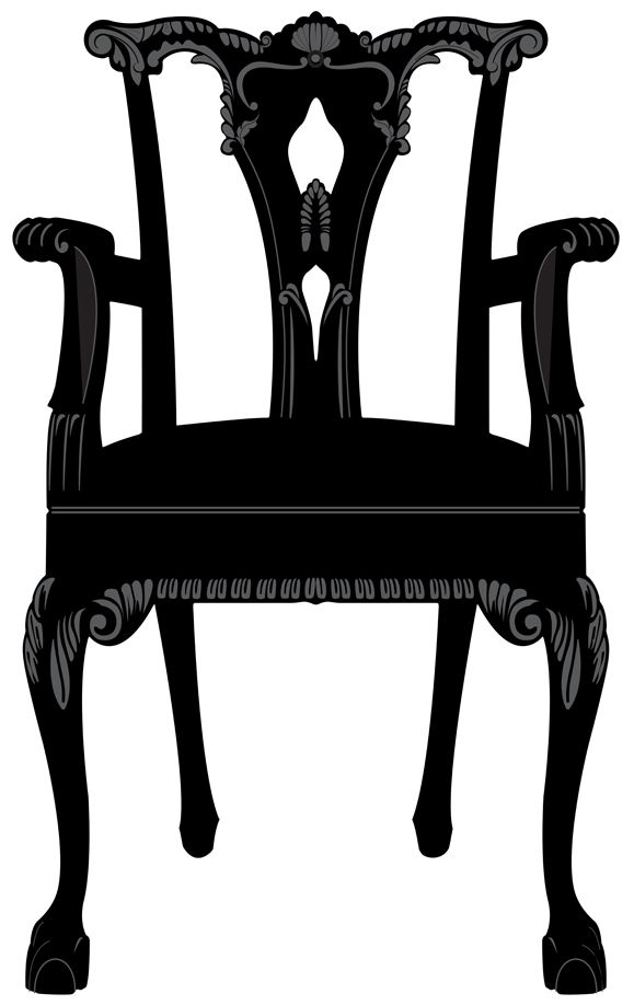 Chippendale Chair Black and Gray Wall Decal