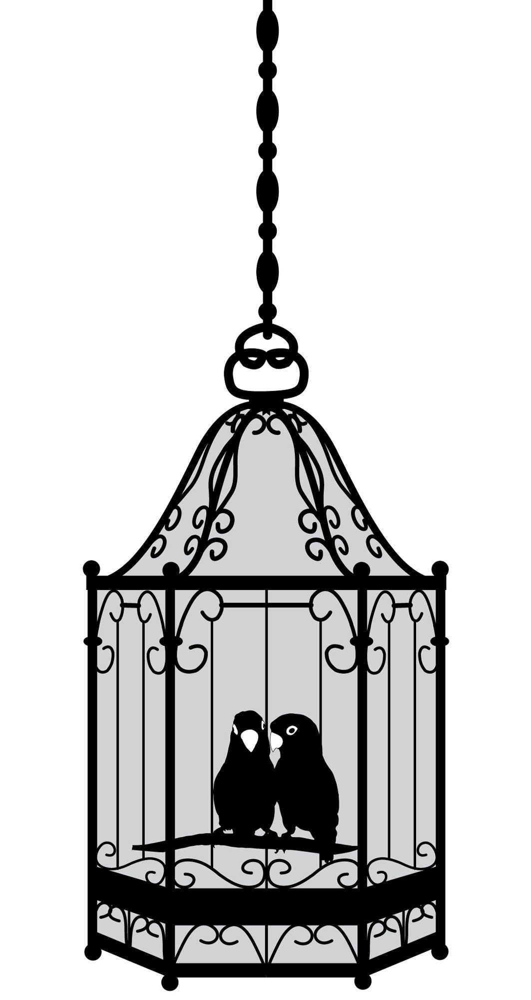 Hexagon Bird Cage Black Wall Decal