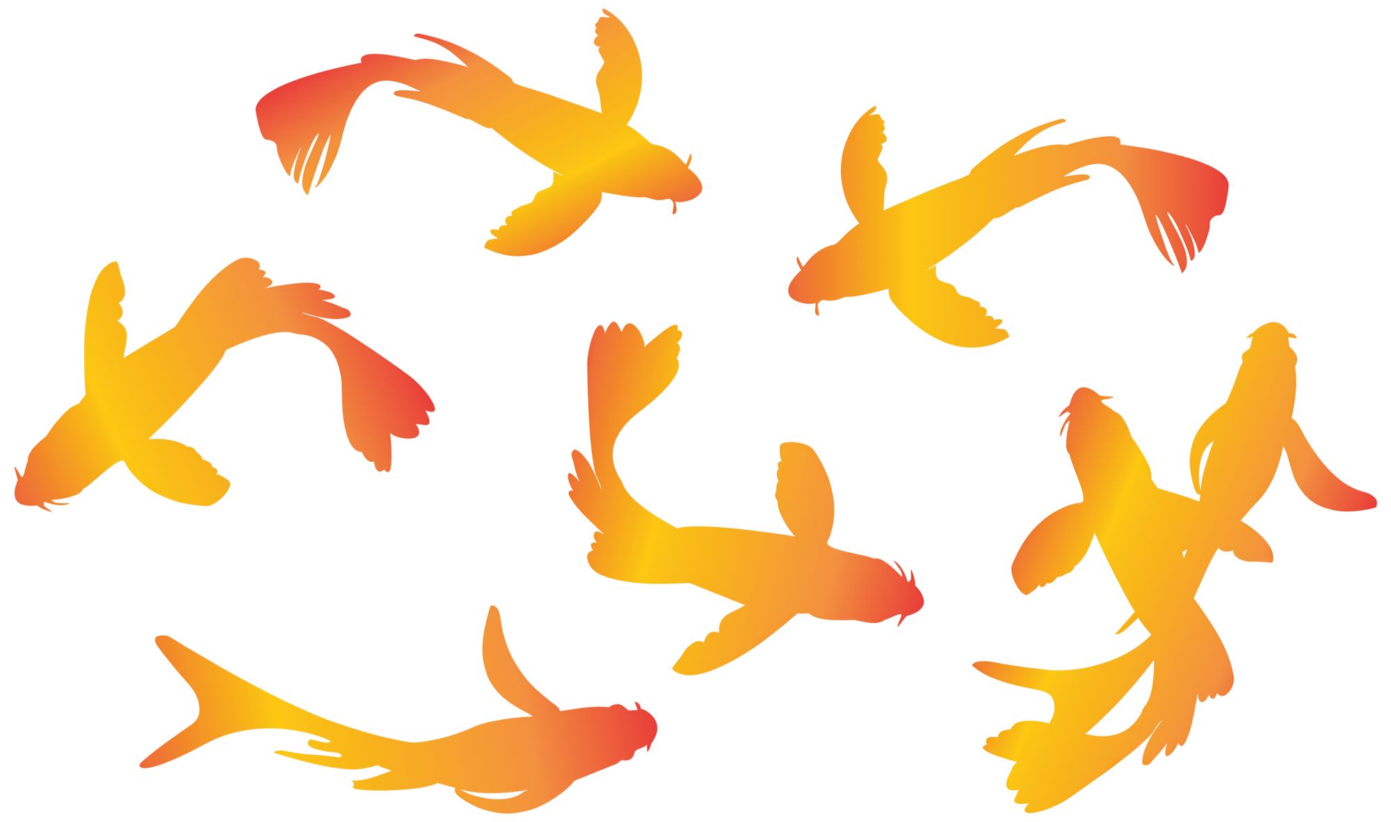 Set of 6 Koi Fish Orange Wall Decals