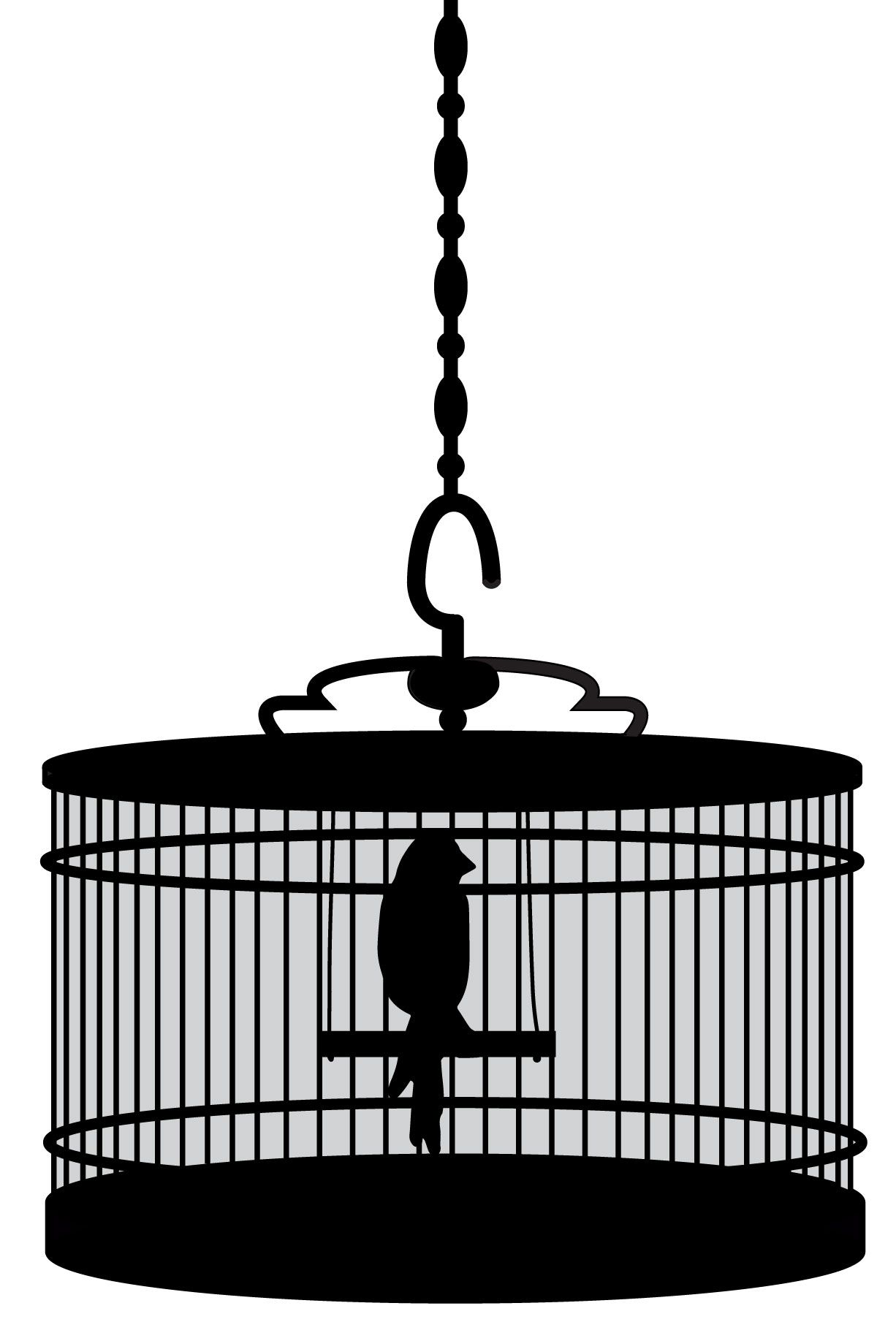 Oval Bird Cage Black Wall Decal