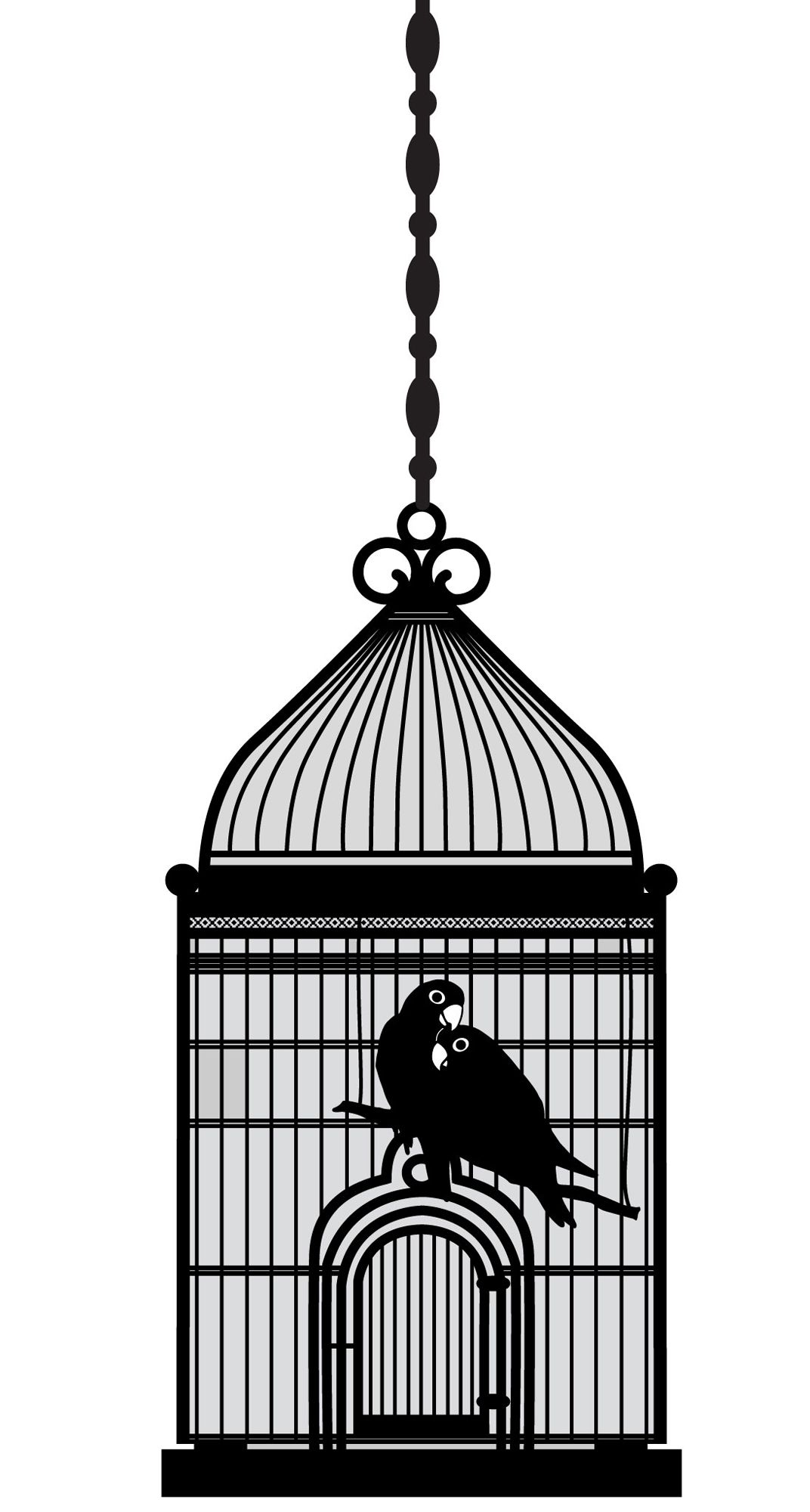Square Bird Cage Black Wall Decal
