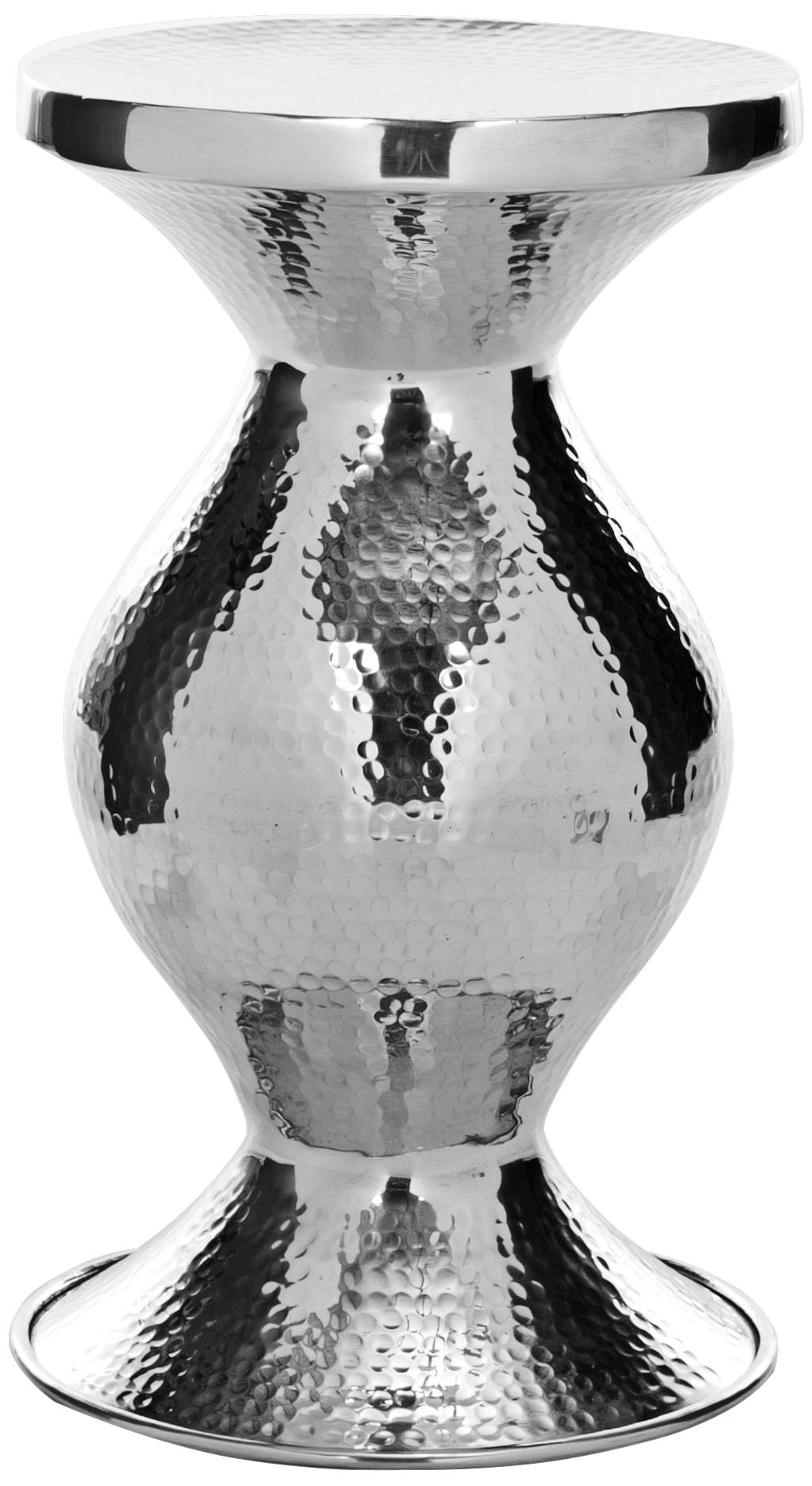 Jaylee 21" High Hammered Aluminum Small Accent Stool Table