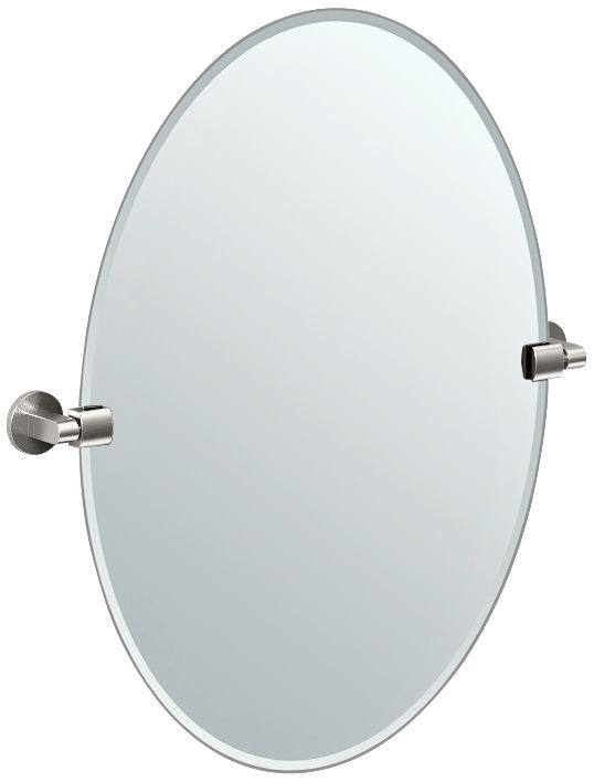 Gatco Satin Nickel 24" x 26 1/2" Oval Tilt Wall Mirror