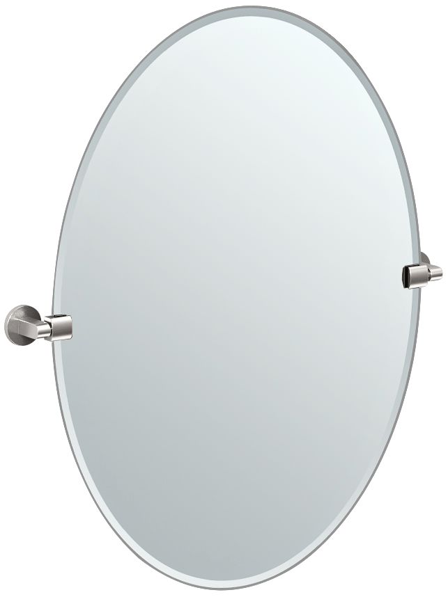 Gatco Satin Nickel Zone 28 1/2" x 32" Oval Wall Mirror