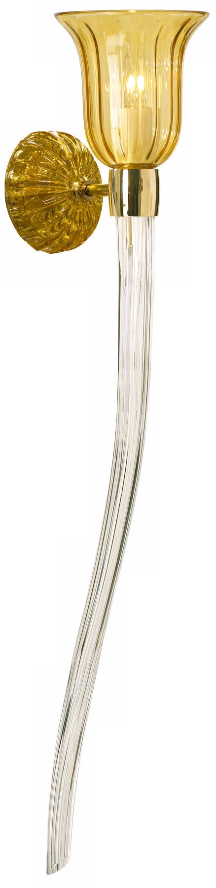 Vetrai 33" High Amber Murano Style Glass Wall Sconce